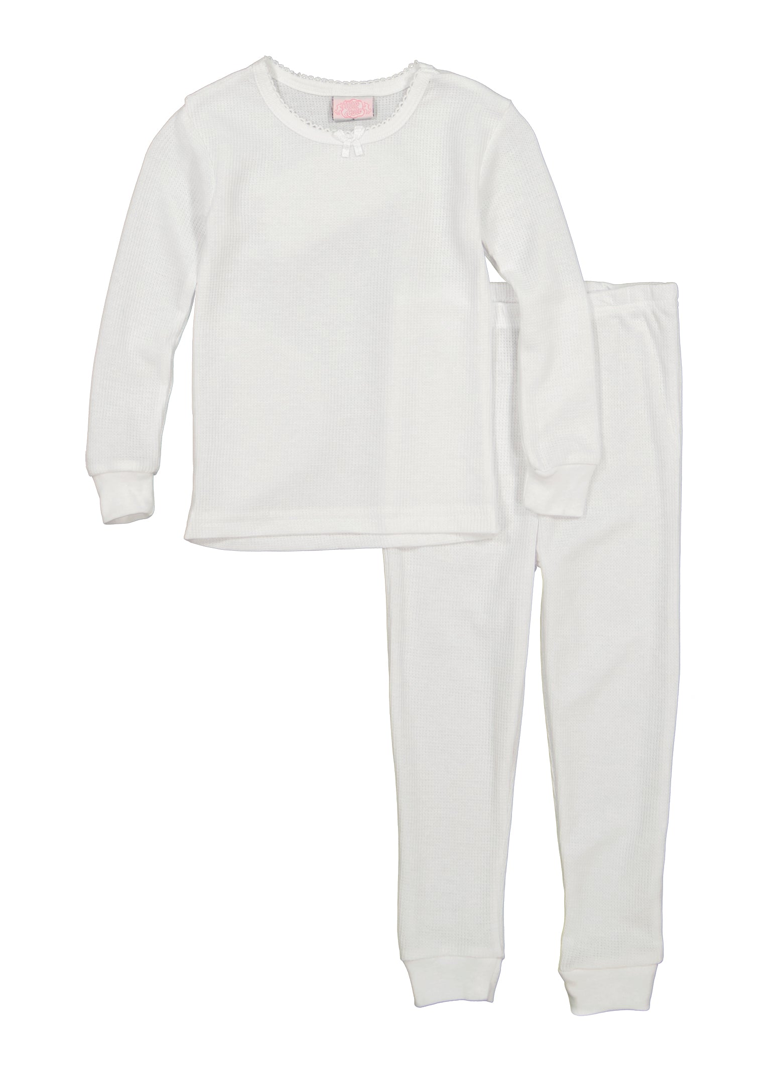 Girls Thermal Pajama Top and Pants - Ivory