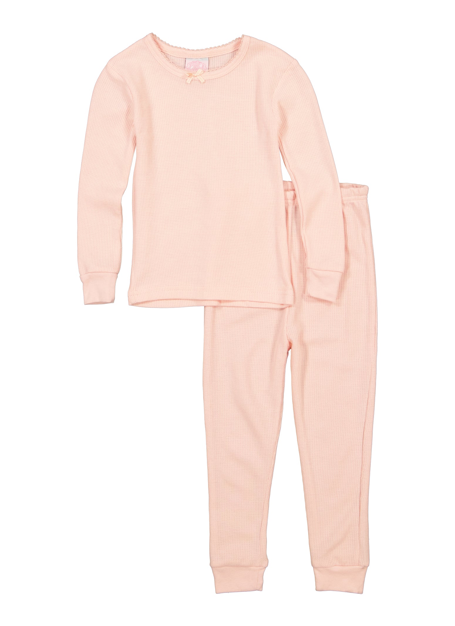 Girls Thermal Pajama Top and Pants - Blush