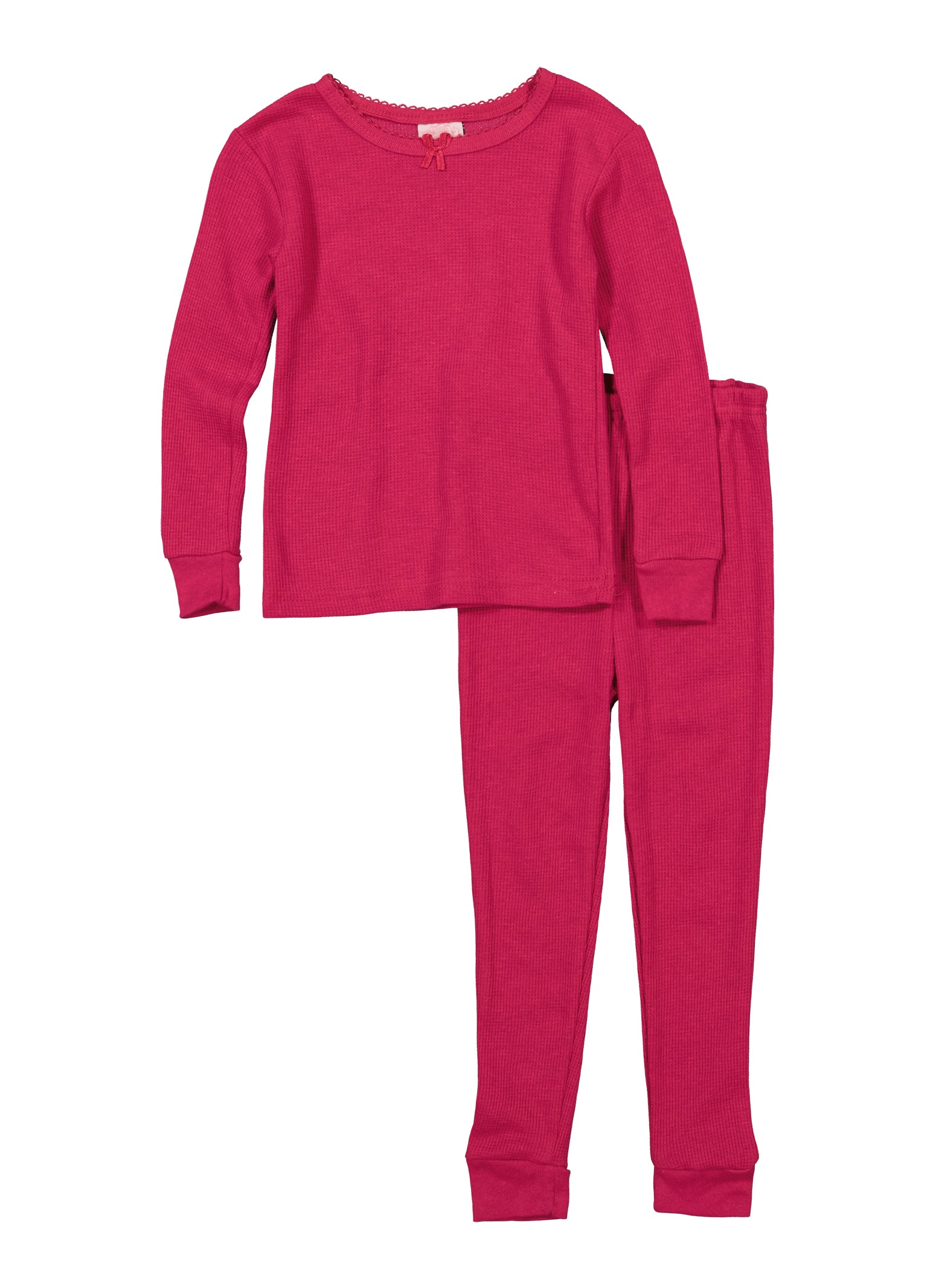 Girls Thermal Pajama Top and Pants - Hot Pink