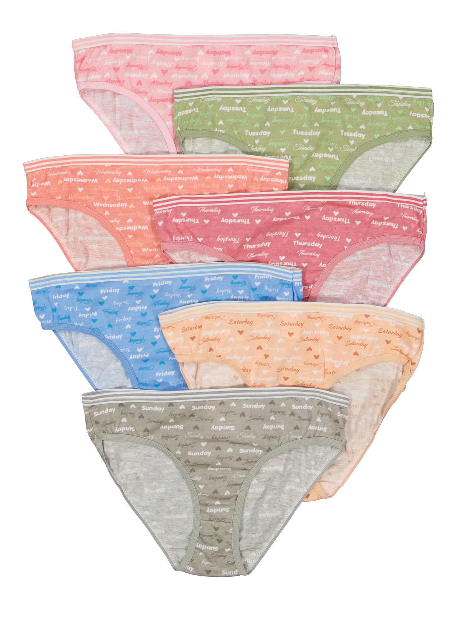 Girls 7 Pack Days of The Week Graphic Panties - Multi Color