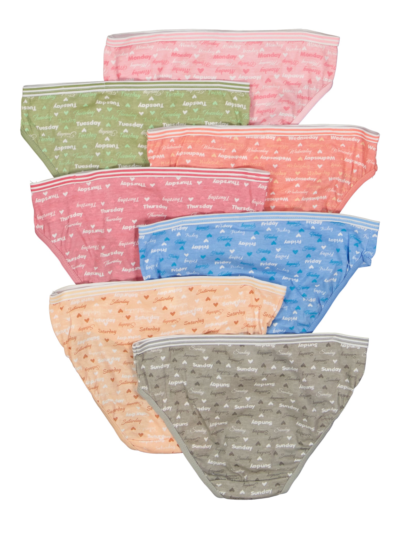 Girls 7 Pack Days of The Week Graphic Panties
