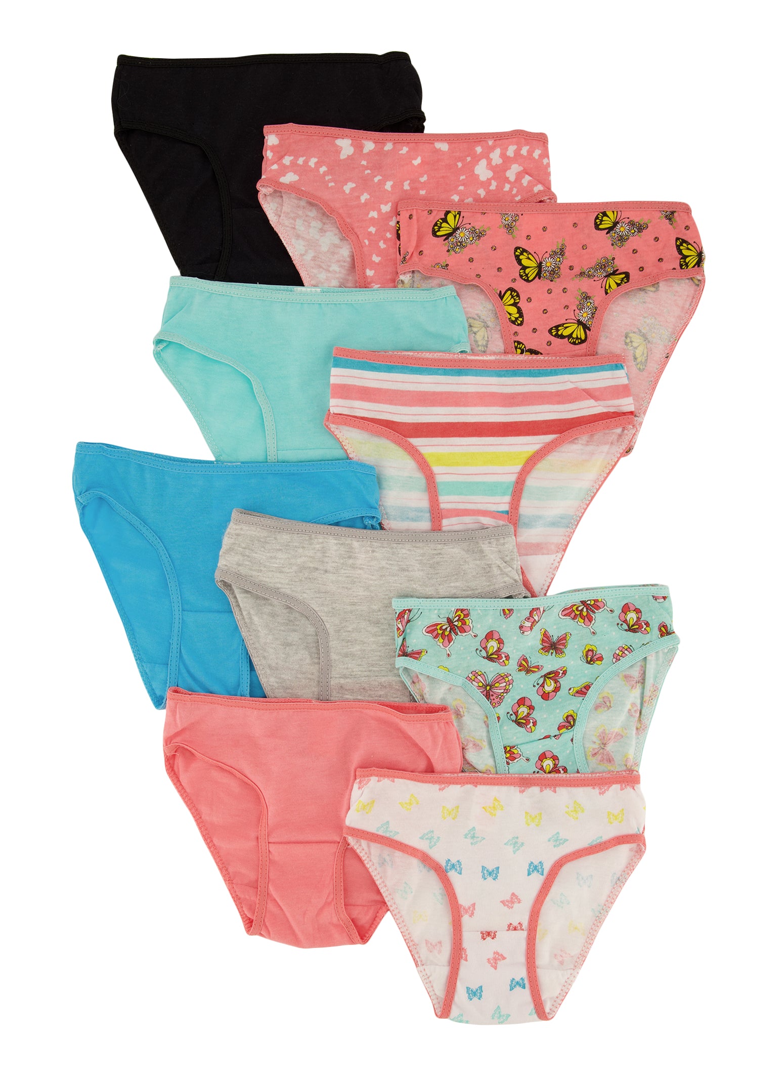 Little Girls 10 Pack Butterfly Print Assorted Panties - Multi Color