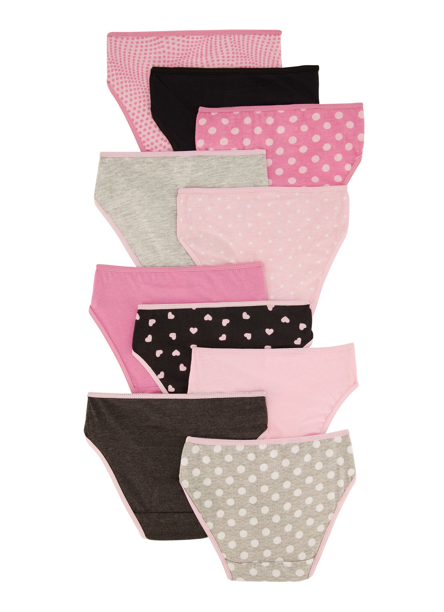 Little Girls Set of 10 Polka Dot Print Panties