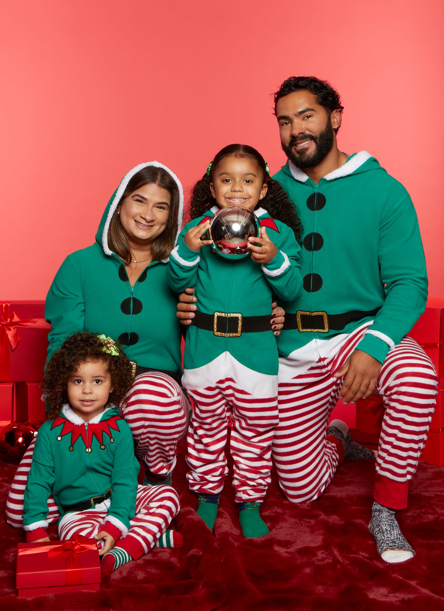 Kids Unisex Matching Elf Onesie Family Pajamas - Hunter