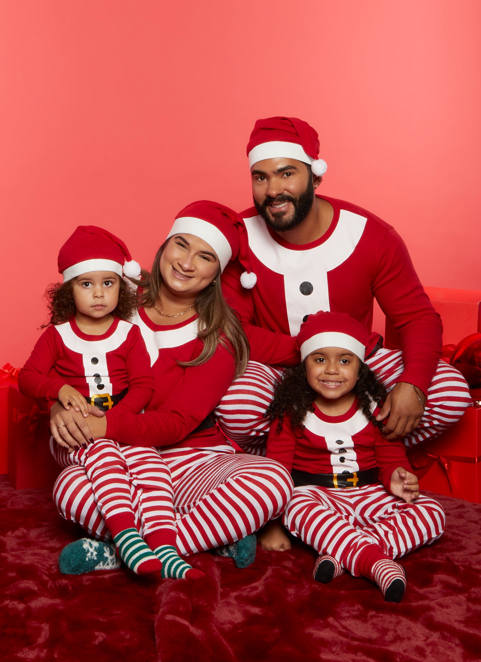 Toddlers Unisex Matching Santa Snug Fit Family Pajamas - Red
