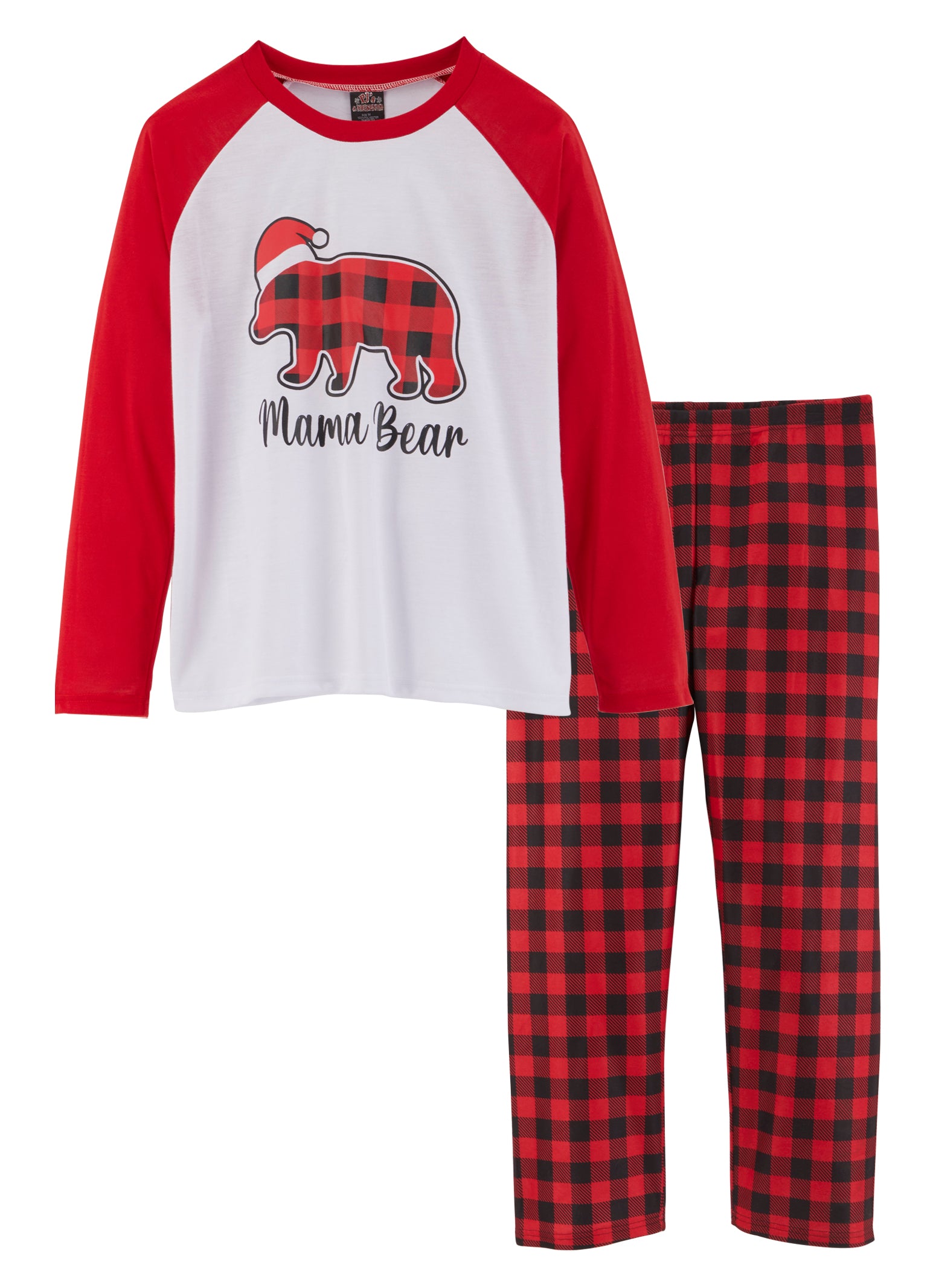 Womens Matching Mama Bear Plaid Family Pajamas - Red