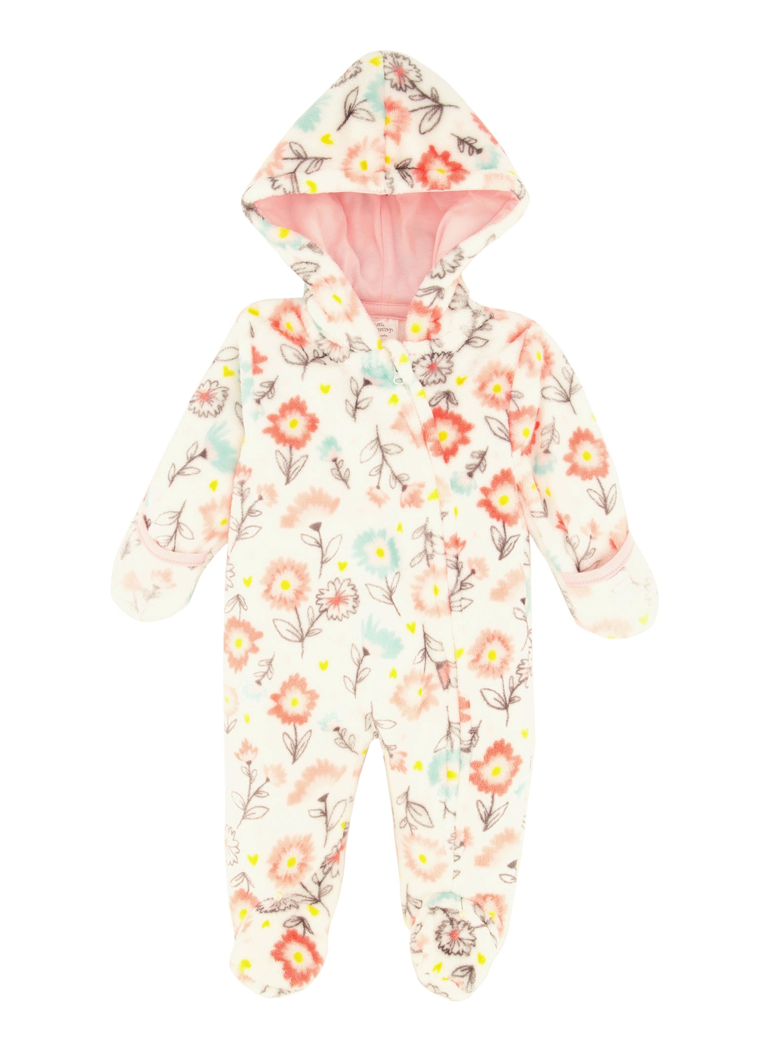 Baby Girls 0-9M Plush Daisy Print Footed Jumpsuit
