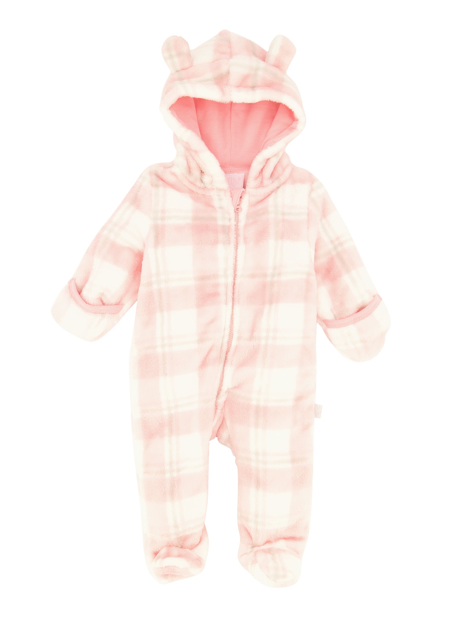 Baby Girls 0-9M Plaid Plush Footed Jumpsuit