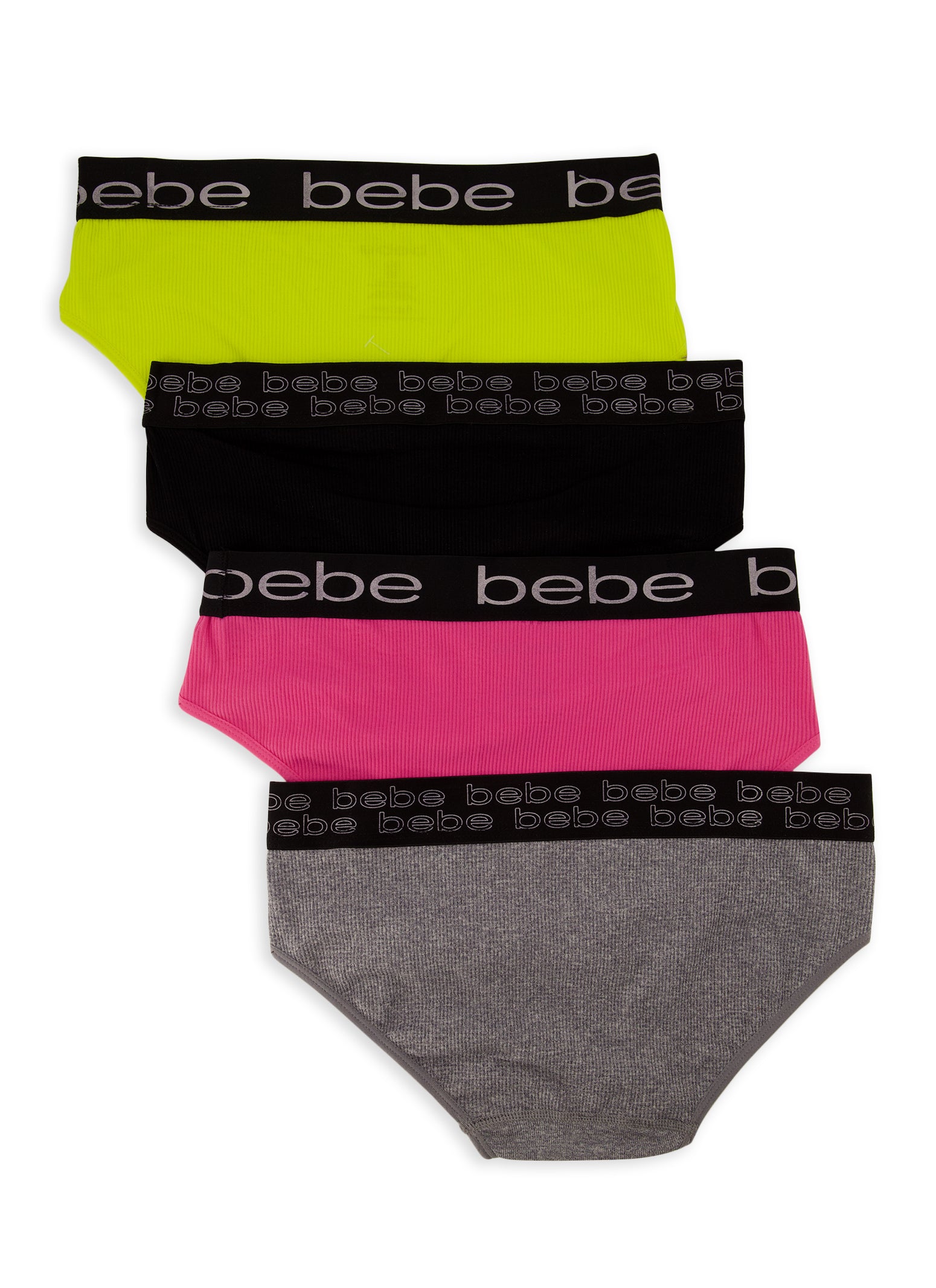 Bebe 4 Pack Ribbed Knit Panties - Black