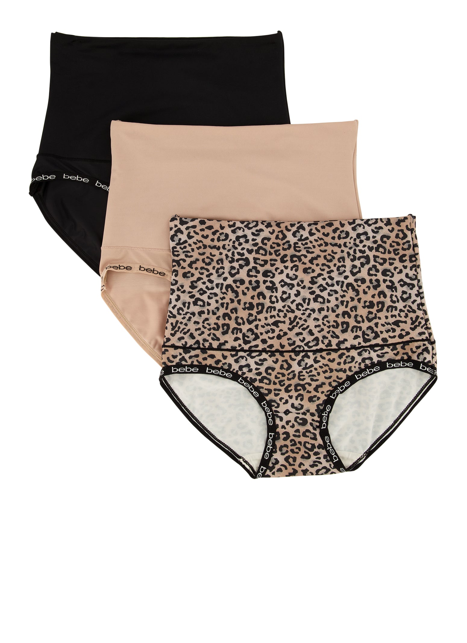 Bebe 3 Pack Leopard Print Shapewear Panties - Black Ptn