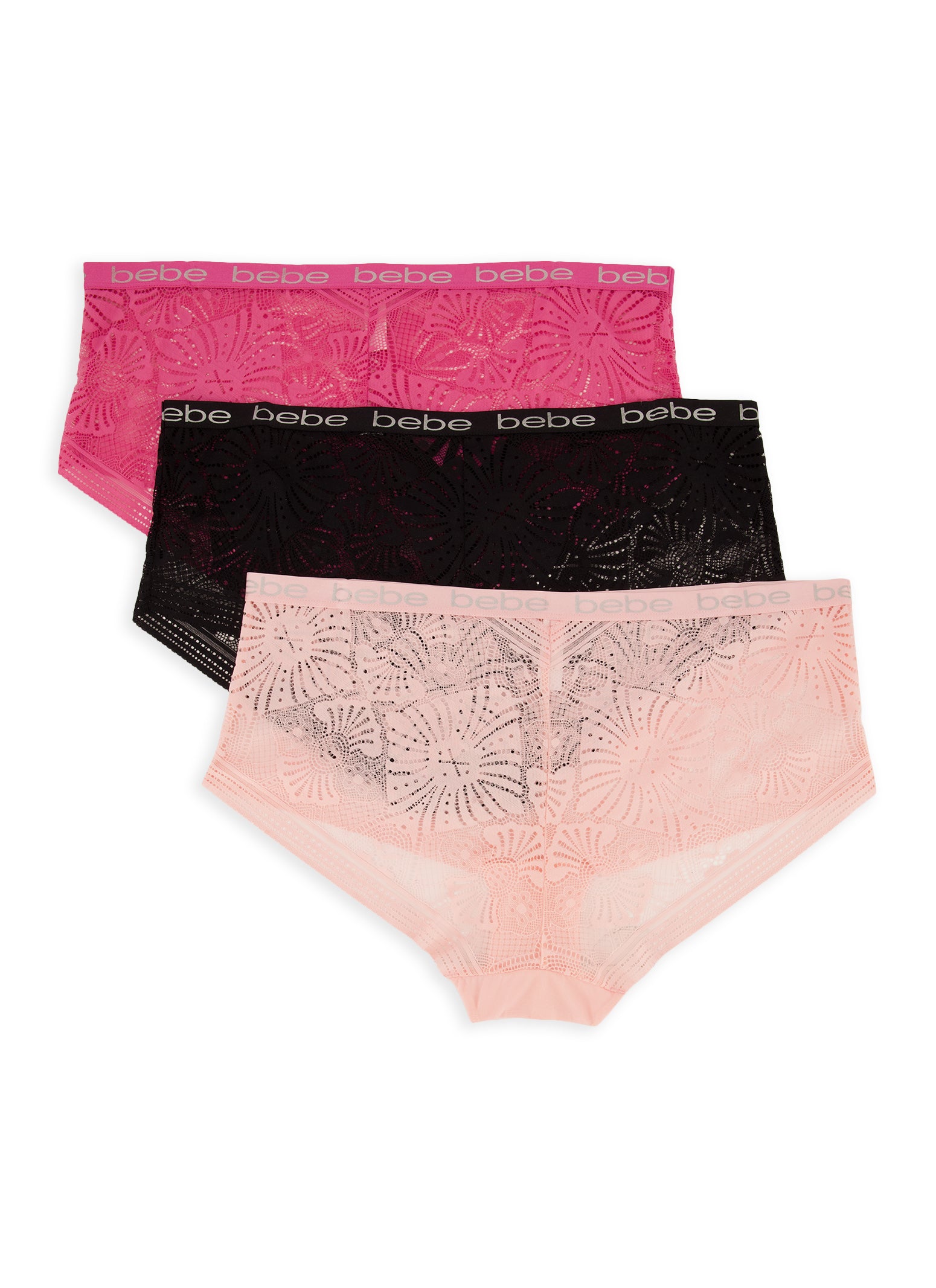 Plus Size Bebe 3 Pack Lace Panties