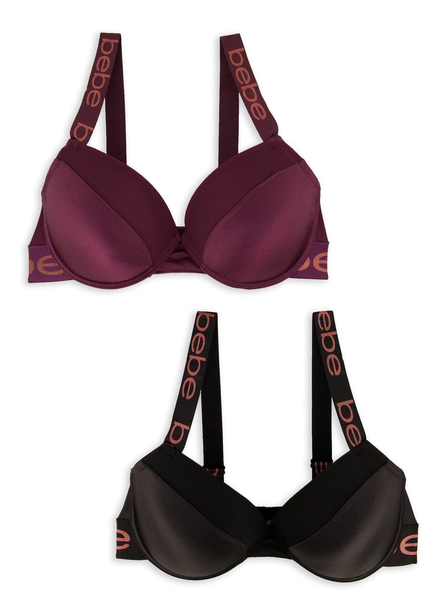 Plus Bebe Size 2 Pack Graphic Trim Plunge Bras